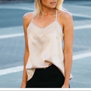 Champagne and Lace Silk Cami